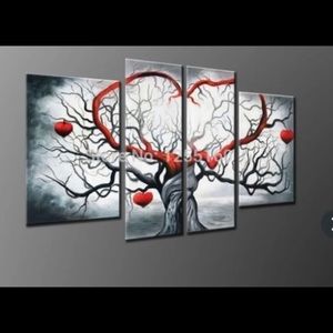 4 piece picture for wall Heart&Tree theme